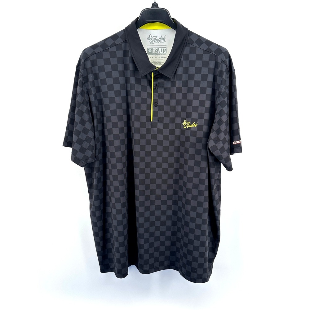 RSVLTS St. Andre Golf Polo Men 3XL Black Gray Checkered Kunuflex Modern 2020s